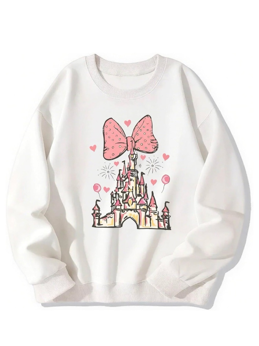 Disney Castle Sweatshirt Disney Magic Kingdom Sweatshirt White Pink New Small